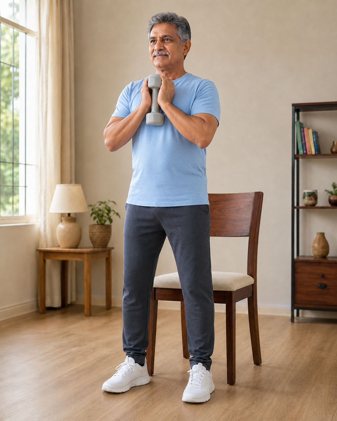 Goblet chair squat start position