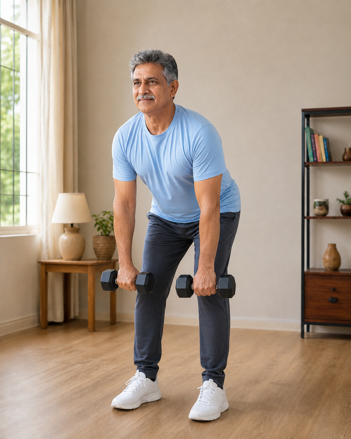 Dumbbell Romanian deadlift finish position