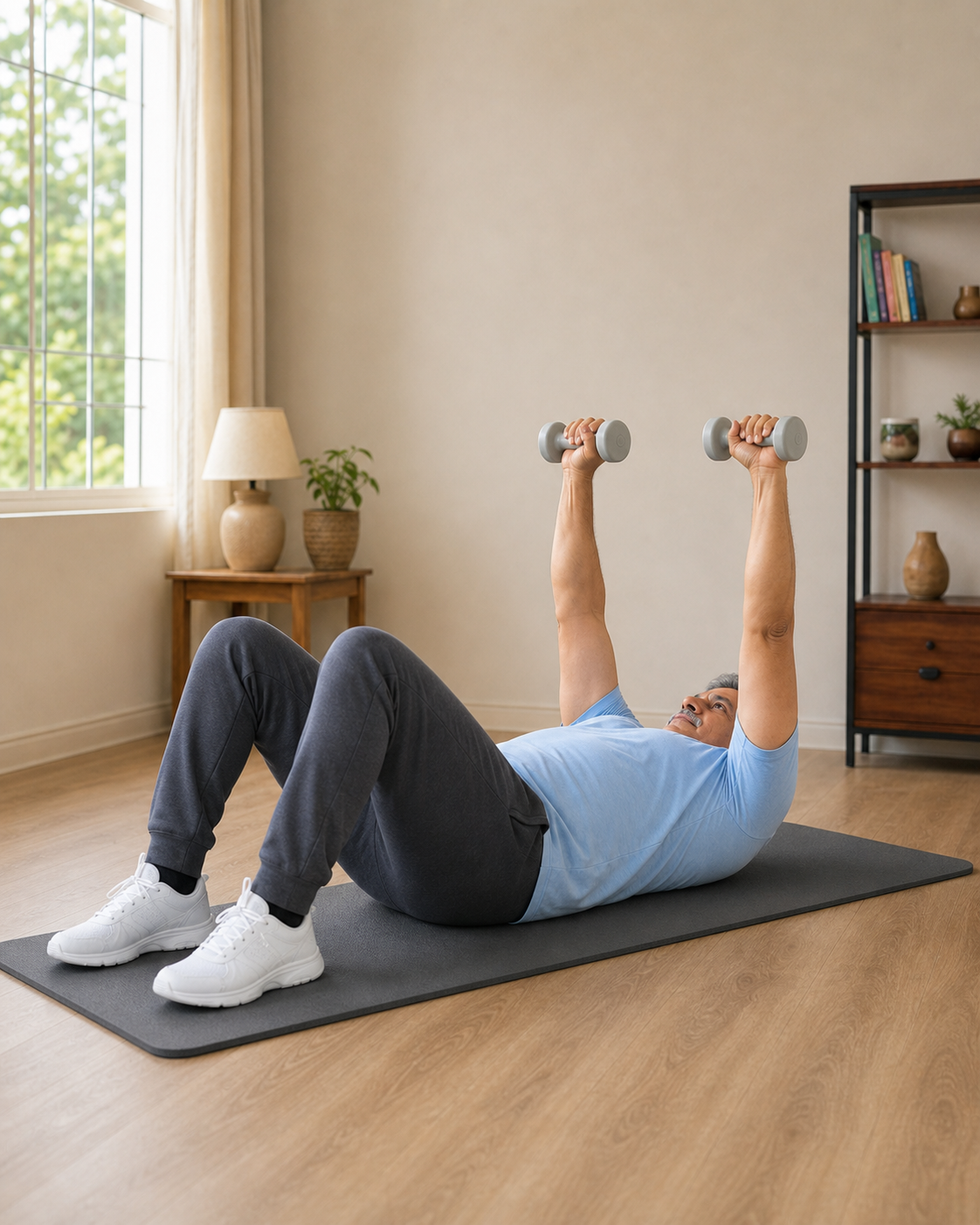 Dumbbell floor press start position