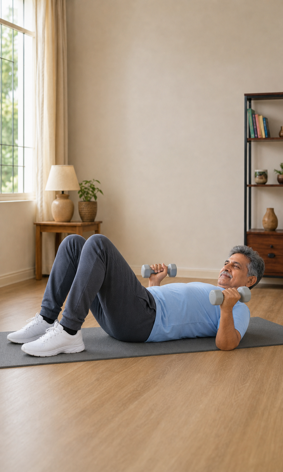 Dumbbell floor press finish position