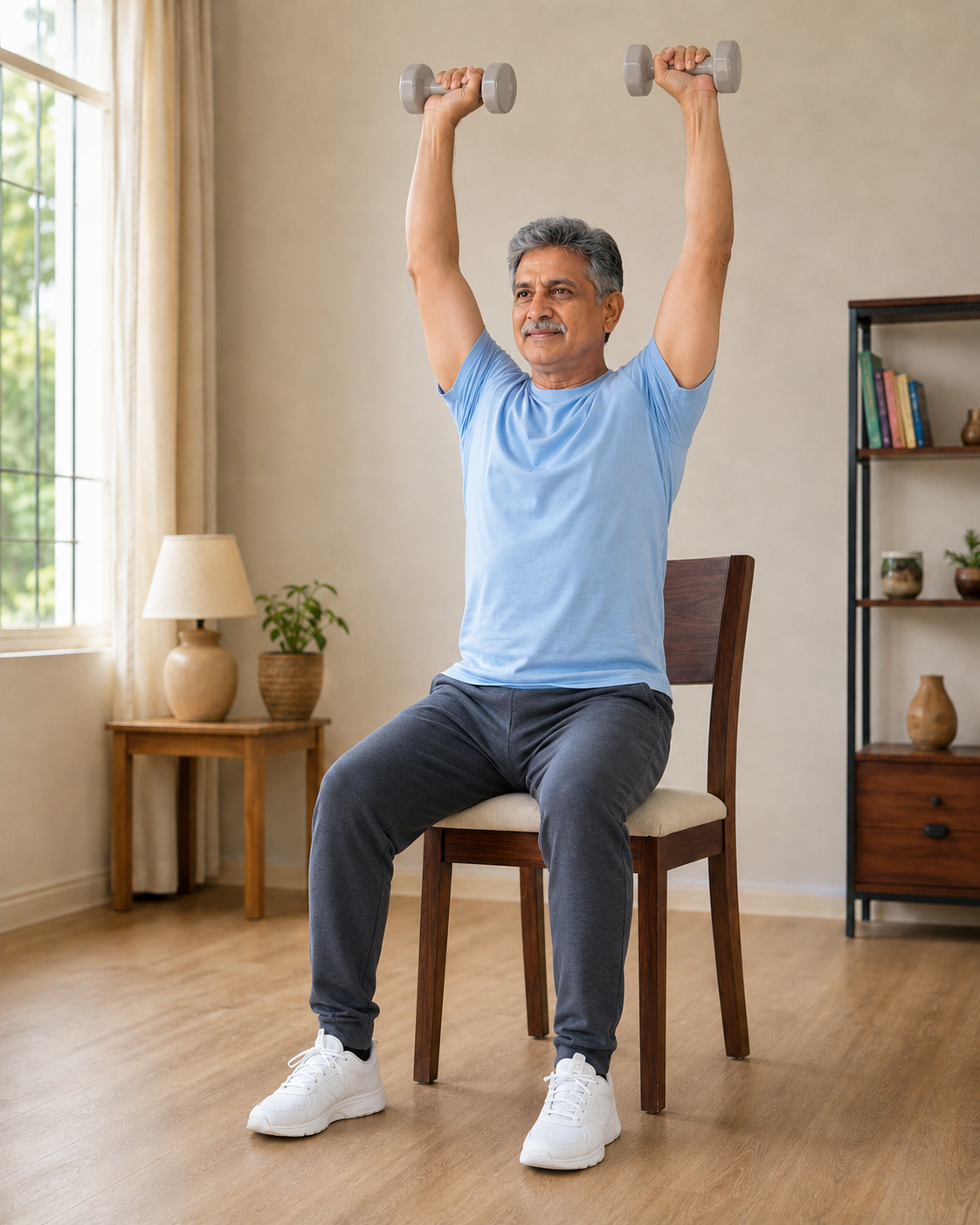 Seated overhead press finish position