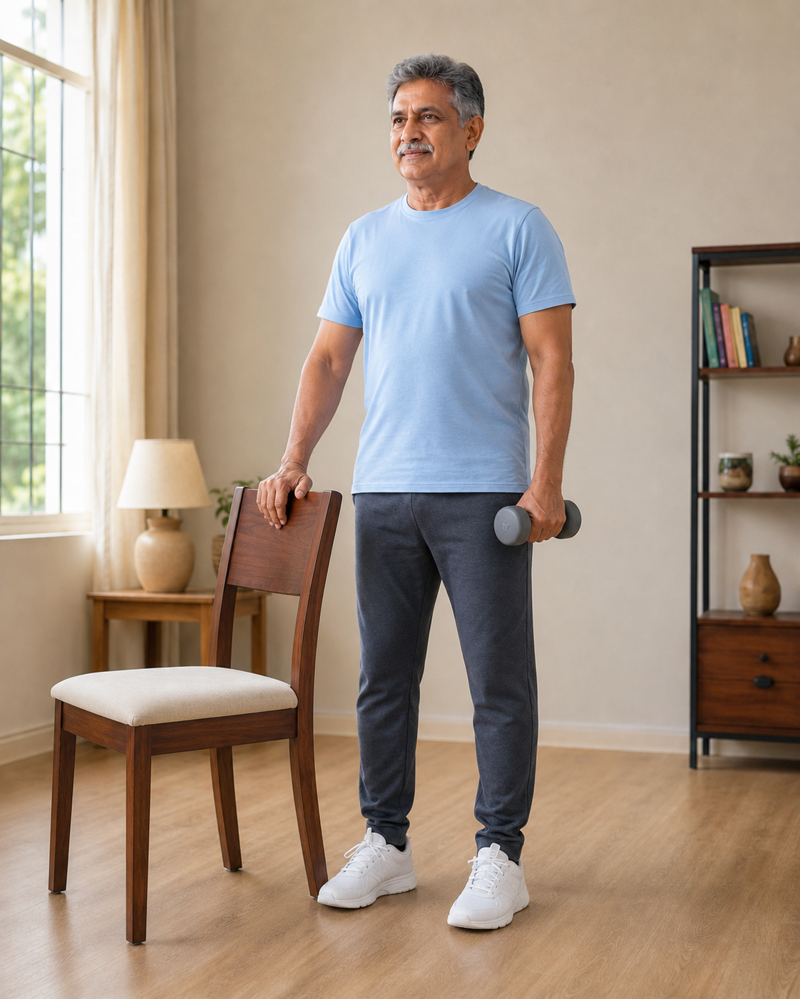 Dumbbell calf raise start position