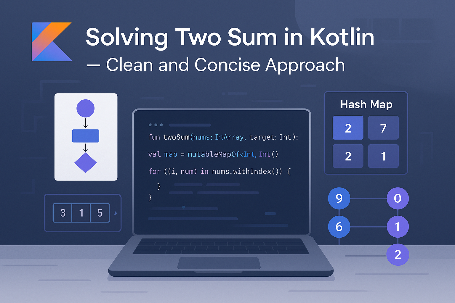 Solving two sum with hashmap in kotlin
